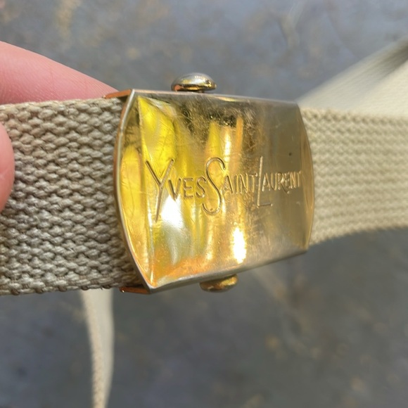 Tan small/M  belt canvas logo front unknown brand fits 25-30” waist adjustable - Picture 8 of 8